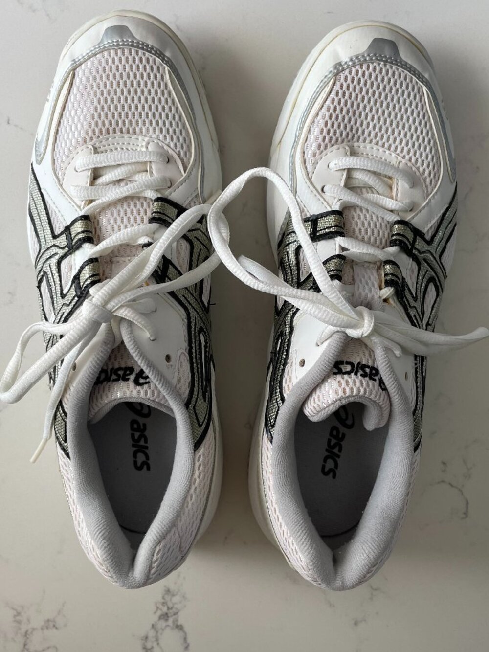 Asics Gel-Rocket BN853 Pickleball Court Shoes White Grey w Bronze & Blk Trim 8.5